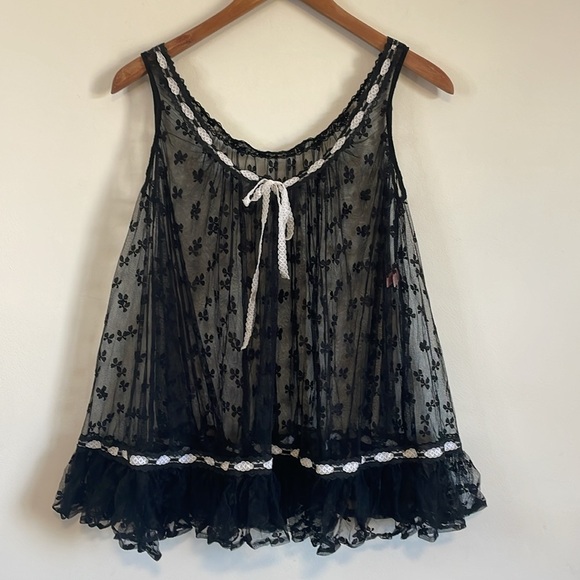 Y2K Agent Provocateur Nightie Alt SM Black Lace Romantic Bow Intimate Lingerie - Picture 3 of 16